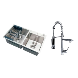 Kit Cuba Dupla Gourmet Awá com Torneira Misturador Monocomando Munim Pingoo.casa - Prata