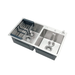 Kit Cuba Dupla Gourmet Awá e Torneira Misturador Monocomando Extensível Apurema Pingoo.casa - Prata