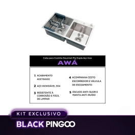 Kit Cuba Dupla Gourmet Awá e Torneira Misturador Monocomando Iriri Pingoo.casa - Prata