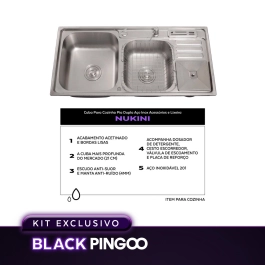 Kit Cuba Dupla Gourmet Nukini e Torneira Misturador Monocomando Iriri Pingoo.casa - Prata