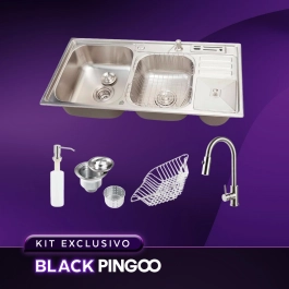 Kit Cuba Dupla Gourmet Nukini e Torneira Misturador Monocomando Muru Pingoo.casa - Prata