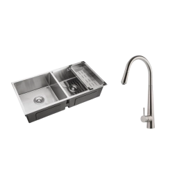 Kit Cuba Dupla Gourmet Tukano e Torneira Misturador Monocomando Extensível Apurema Pingoo.casa - Prata