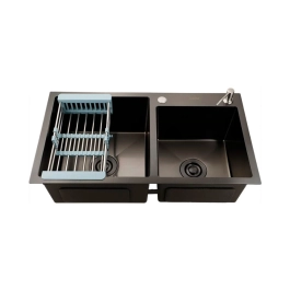 Kit Cuba Gourmet Awá 78x43cm e Calha Waiana Embutida 92x19cm Preto Aço Inox 304