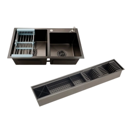 Kit Cuba Gourmet Awá 78x43cm e Calha Waiana Embutida 92x19cm Preto Aço Inox 304