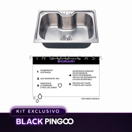 Kit Cuba Gourmet Borari com Torneira Misturador Monocomando Iriri Pingoo.casa - Prata