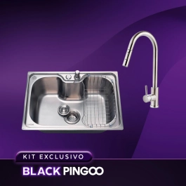 Kit Cuba Gourmet Borari com Torneira Misturador Monocomando Iriri Pingoo.casa - Prata