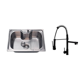 Kit Cuba Gourmet Borari e Torneira Misturador Monocomando Munim Pingoo.casa - Prata e Preto