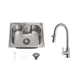 Kit Cuba Gourmet Nawa e Torneira Misturador Monocomando Muru Pingoo.casa - Prata