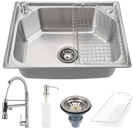 Kit Cuba Gourmet para Cozinha com Acessórios Aço Inox 201 57x43cm Guarani e Torneira Misturador Monocomando Munim Prata
