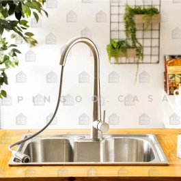 Kit Cuba Gourmet para Cozinha com Acessórios Aço Inox 201 60x42cm Carajás e Torneira Misturador Monocomando Solimões Prata e Preto