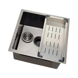 Kit Cuba Gourmet Terena 44x44cm e Calha Waiana Embutida 45x18 cm Preto Aço Inox 304
