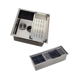Kit Cuba Gourmet Terena 44x44cm e Calha Waiana Embutida 45x18 cm Preto Aço Inox 304