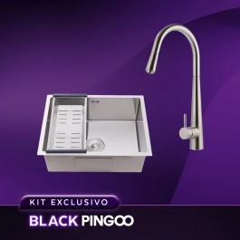 Kit Cuba Gourmet Terena e Torneira Misturador Monocomando Extensível Apurema Pingoo.casa - Prata