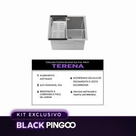 Kit Cuba Gourmet Terena e Torneira Misturador Monocomando Muru Pingoo.casa - Prata