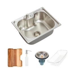 Kit Cuba Para Cozinha e Tábua de Apoio Nawa Prata