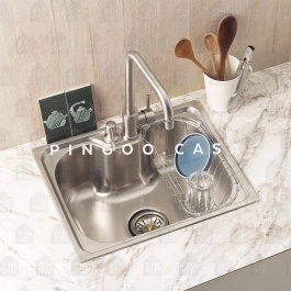 Kit Cuba para Cozinha Gourmet Pia Aço Inox com Acessórios e Tábua de Corte Nawa 50 cm Prata