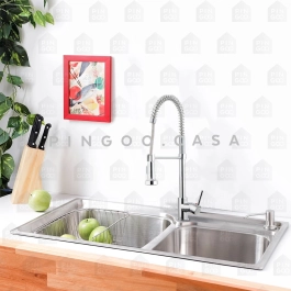 Kit Cuba para Cozinha Gourmet Pia Aço Inox com Acessórios Potiguara e Torneira Monocomando Envira Prata