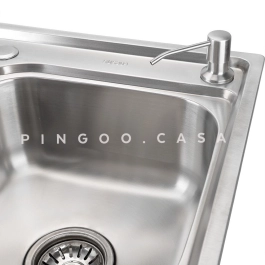 Kit Cuba para Cozinha Gourmet Pia Dupla Aço Inox com Acessórios e Tábua de Corte Ticunas Prata