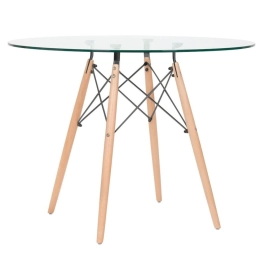 Kit - Mesa de vidro Eames 100 cm + 5 cadeiras Eiffel DSW branco Kit - Mesa de vidro Eames 100 cm + 5 cadeiras Eiffel DSW branco