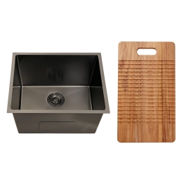 Kit Tanque Aço Inox 304 e Tábua de Apoio Manaxos Preto