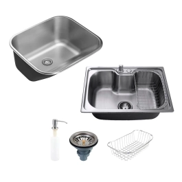Kit Tanque Aço Inox Atikum e Kit Cuba Para Cozinha Carajás Prata