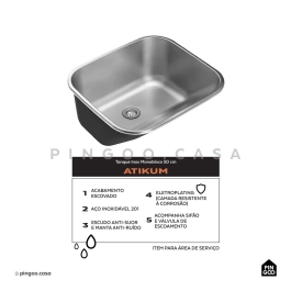Kit Tanque Aço Inox Atikum e Torneira Capivari Prata