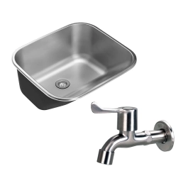 Kit Tanque Aço Inox Atikum e Torneira Paranaíba Prata