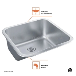 Kit Tanque Aço Inox e Kit Cuba Para Cozinha Nawa Prata