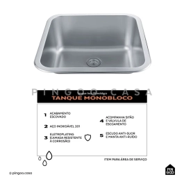 Kit Tanque Aço Inox e Torneira Capivari Prata