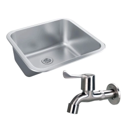Kit Tanque Aço Inox e Torneira Paranaíba Prata