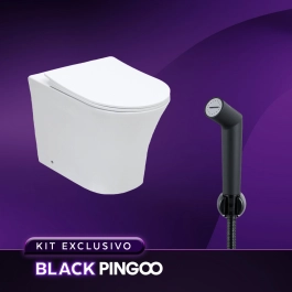 Kit Vaso Sanitário Convencional Tanzanita Branco e Ducha Manual Apa Pingoo.casa - Branco e Preto