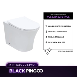 Kit Vaso Sanitário Convencional Tanzanita Branco e Ducha Manual Apa Pingoo.casa - Branco e Preto