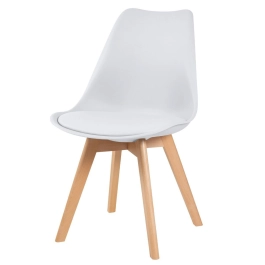 Cadeira de jantar Leda com assento estofado e design moderno - Branco