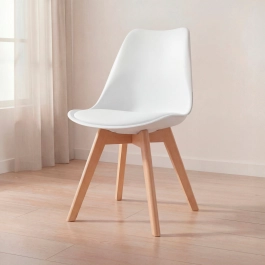 Cadeira de jantar Leda com assento estofado e design moderno - Branco