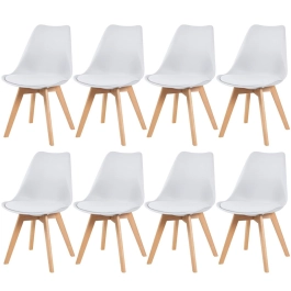 kit 8 Cadeiras de jantar Leda com assento estofado e design moderno - Branco