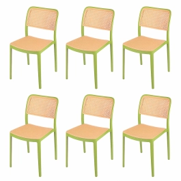 Kit 6 Cadeiras de jantar Maya com design moderno e assento confortável  - Verde
