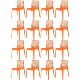 Kit 16 Cadeiras de jantar Gruvyer com design contemporâneo e anatômico - Laranja Kit 16 Cadeiras de jantar Gruvyer com design contemporâneo e anatômico - Laranja