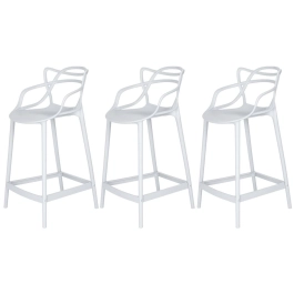 Kit 3 Banquetas média para bancada Master Allegra em Polipropileno 66 cm - Branco