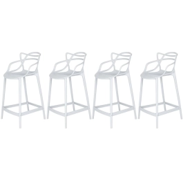 Kit 4 Banquetas média para bancada Master Allegra em Polipropileno 66 cm - Branco