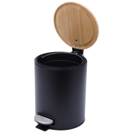 Lixeira com Pedal Bambu Black 3L - Mimo Style