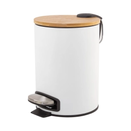 Lixeira com Pedal Bambu White 3L - Mimo Style