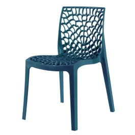 Cadeira de jantar Gruvyer com design contemporâneo e anatômico - Azul petróleo
