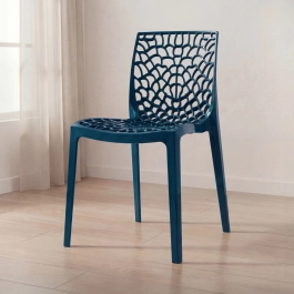 Cadeira de jantar Gruvyer com design contemporâneo e anatômico - Azul petróleo