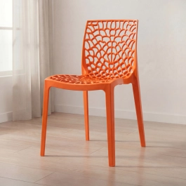 Cadeira de jantar Gruvyer com design contemporâneo e anatômico - Laranja