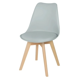 Cadeira de jantar Leda com assento estofado e design moderno - Cinza claro
