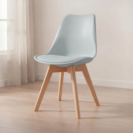 Cadeira de jantar Leda com assento estofado e design moderno - Cinza claro
