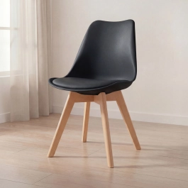 Cadeira de jantar Leda com assento estofado e design moderno - Preto