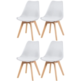 kit 4 Cadeiras de jantar Leda com assento estofado e design moderno - Branco