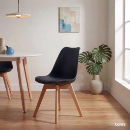 Kit 4 Cadeiras de jantar Leda com assento estofado e design moderno - Preto