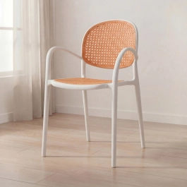 Cadeira de jantar Mumbai telinha com braços e design contemporâneo – Branco